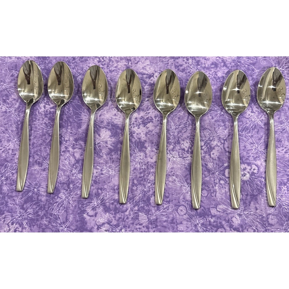 Oneida Camlynn Cleo Satin Stainless Steel‎ Soup Spoon Spoons Set Of 8